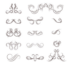 A collection of vector decorative monograms and a calligraphic borders. A set of graphic design elements for wedding and other invitations, greeting cards, visit cards