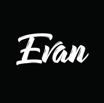 evan, text design. Vector calligraphy. Typography poster.