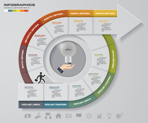 Abstract 10 steps infographics elements.Vector illustration.