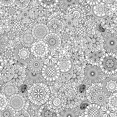 Outline ormanental flowers pattern