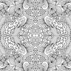 Symmetric outline ornamental floral pattern