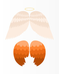 Wings angel isolated animal feather pinion bird freedom flight and natural hawk life peace design flying element eagle winged side shapevector illustration.