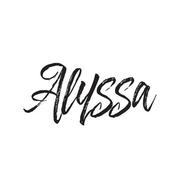 alyssa, text design. Vector calligraphy. Typography poster.