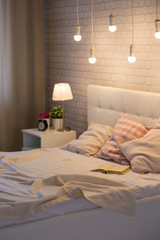 White bed in the interior