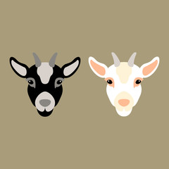 kid  goat head vector illustration style Flat set 