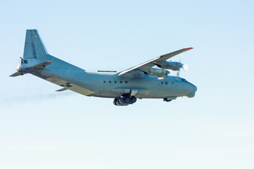 Take off the old transport turboprop aircraft