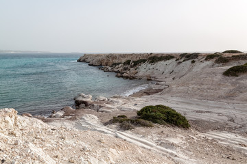 Fototapeta na wymiar Waves sea cliffs cyprus