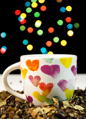 Small Heart Cup with Colorful Bokeh Background