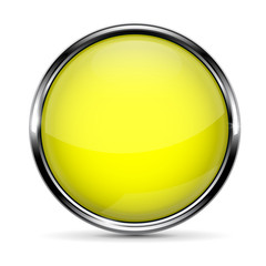 Yellow round button with metal frame