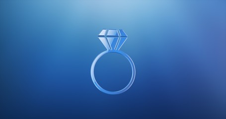 Diamond Ring Blue 3d Icon