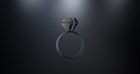 Diamond Ring Black 3d Icon