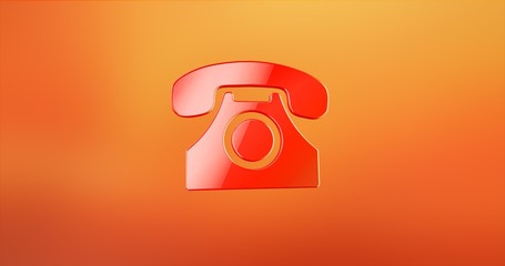 Retro Telephone Red 3d Icon