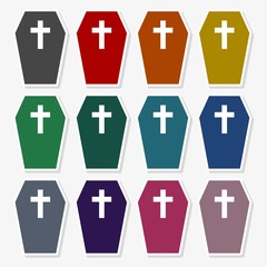 Casket and Cross Icon Flat Graphic Design