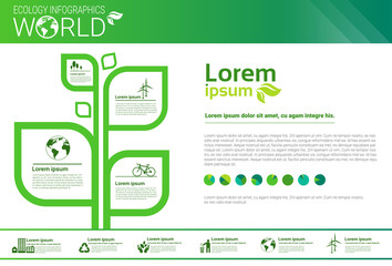 World Environmental Protection Green Energy Ecology Infographics Banner With Copy Space Vector Illustration