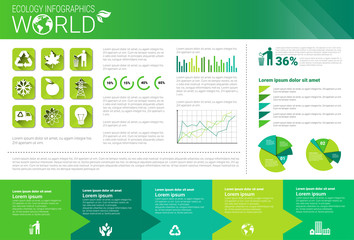 World Environmental Protection Green Energy Ecology Infographics Banner With Copy Space Vector Illustration
