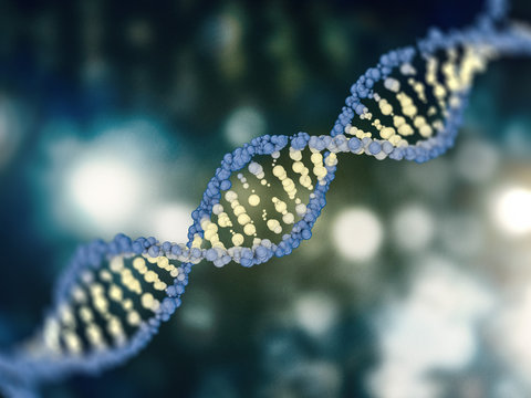 Digital illustration of a DNA model. 3D rendering
