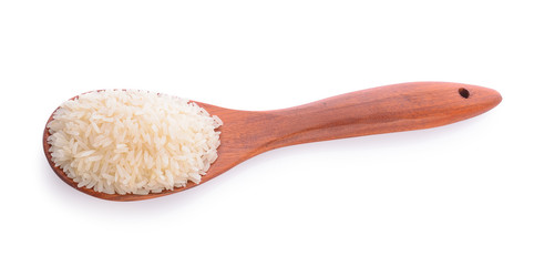 rice in wood spoon