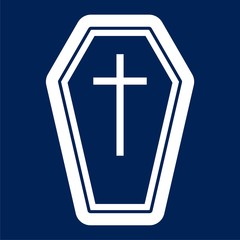 Casket and Cross Icon Flat Graphic Design - Illustration