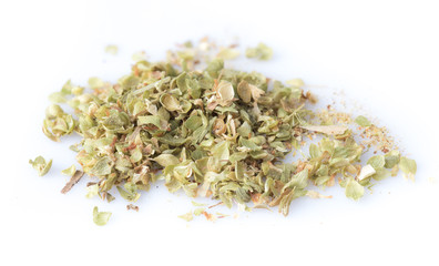 Dried marjoram spice isolated on the white background