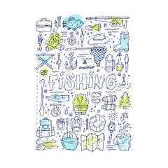 Fishing doodle. 