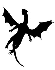 Naklejka premium shadow of great and powerful flying dragon. It spread its wings and goes up. Shadow