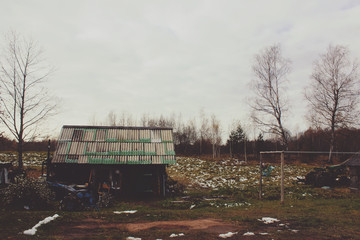 Yard in the village in Latvia