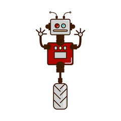 The robot, icon, logo. Robot on hinges, unicycle, robotics. cartoon Vector