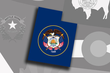 Utah map and flag