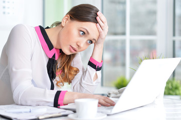 Portrait of a pleasant business woman with a laptop 