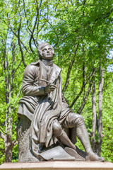 Fototapeta na wymiar Memorial Scottish poet Robert Burns statue in Central Park, New York City, USA.