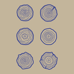 Set tree rings icons vector illustration vector