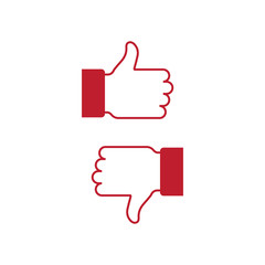 Like and dislike icon, flat design vector