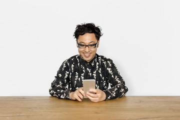 Man using phone to connect to the internet
