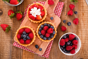 Tartlets with forest fruits.