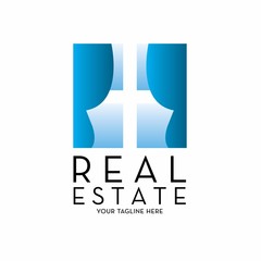 real estate logo with text space for your slogan / tagline, vector illustration