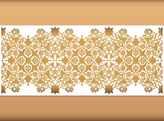 Laser cut floral arabesque ornament pattern vector. Template cutting