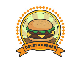 Double Burger Shield Emblem Logo