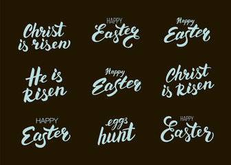 Easter calligraphy elements set. Handwritten calligraphic phrases for your easter design.