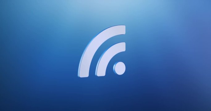 Animated RSS Blue 3d Icon Loop Modules for edit with alpha matte
