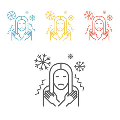 Girl chill, fever on white background.