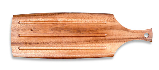 wooden cutting board isolated on a white background,top view