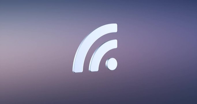 Animated RSS Silver 3d Icon Loop Modules for edit with alpha matte
