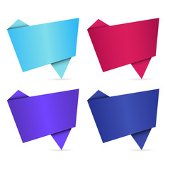 Set of colorful ribbons and labels isolated on white background. Origami banners design. Vector illustration