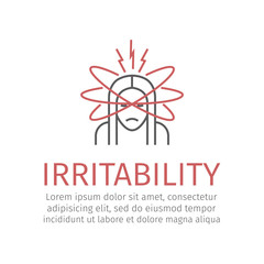 Irritability woman. Vector sign