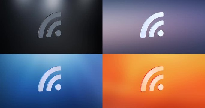 Animated RSS S 3d Icon Loop Modules for edit with alpha matte
