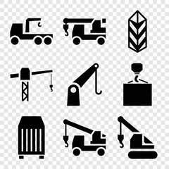 Set of 9 crane filled icons