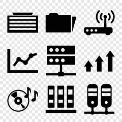 Set of 9 data filled icons