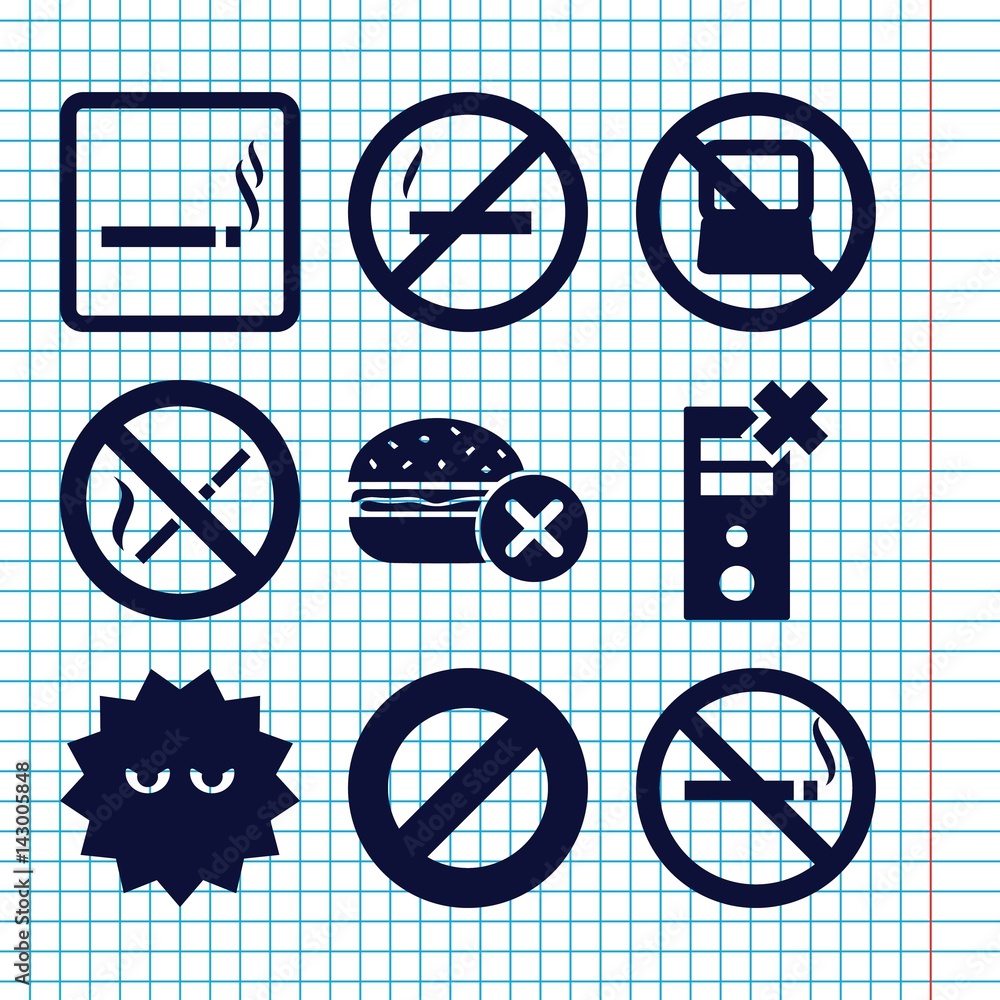 Poster Set of 9 prohibition filled icons