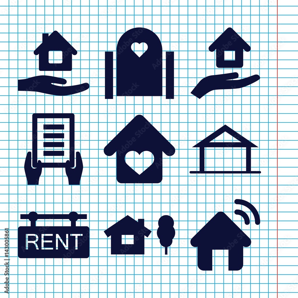 Poster set of 9 property filled icons
