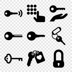 Set of 9 unlock filled icons